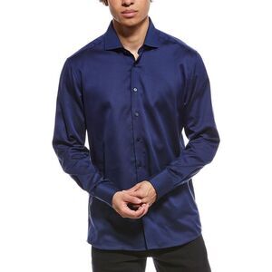 Eterna Mens  Slim Fit Dobby Shirt, Blue